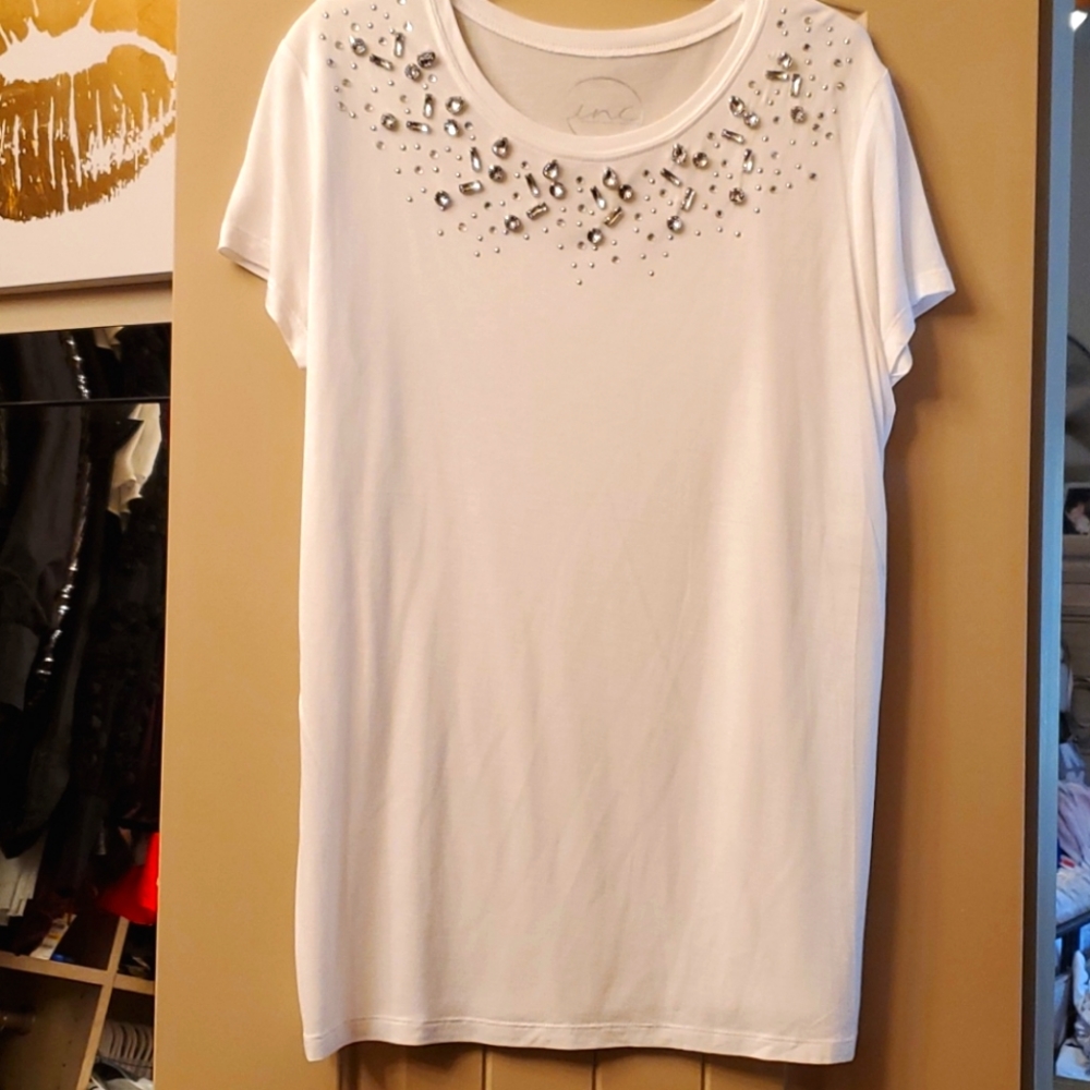 White tee with silver jewels